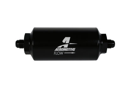 Aeromotive In-Line Filter - (AN-6 Male) 10 Micron Fabric Element Bright Dip Black Finish