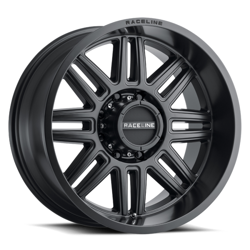 Raceline 948B Split 20x10in / 5x127 BP / -19mm Offset / 78.1mm Bore - Satin Black Wheel