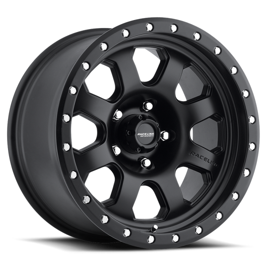 Raceline 928B Monster 17x9in / 5x127 BP / -12mm Offset / 83.82mm Bore - Satin Black Wheel