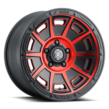 ICON Victory 17x8.5 6x120 0mm Offset 4.75in BS Satin Black w/Red Tint Wheel