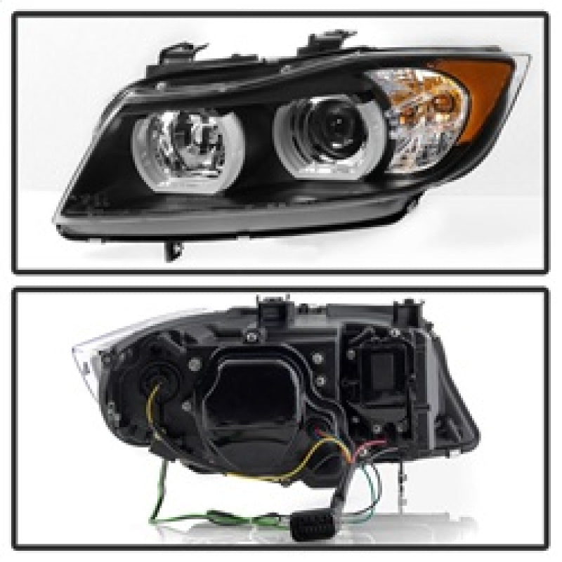 Spyder BMW E90 3-Series 06-08 4DR Headlights - Halogen Model Only - Black PRO-YD-BMWE9005V2-AM-BK