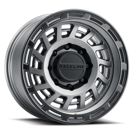 Raceline 957GB Halo 18x9in / 8x180 BP / 18mm Offset / 130.81mm Bore - Gunmetal & Black Lip Wheel