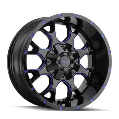 Mayhem 8015 Warrior 20x10 / 8x165.1 BP / -25mm Offset / 130.8mm Hub Black w/ Prism Blue Wheel